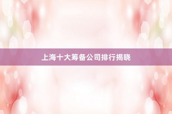 上海十大筹备公司排行揭晓